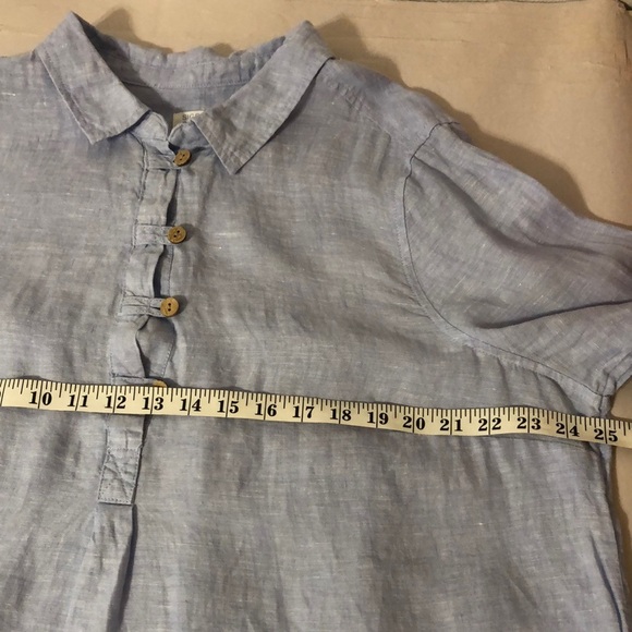 Sigrid Olsen Light Blue Linen Quarter Button-Up Lightweight Long Sleeve Top 1X - Picture 9 of 10